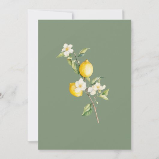 Faire-part de mariage d'été classique Citrus Lemon (Dos)