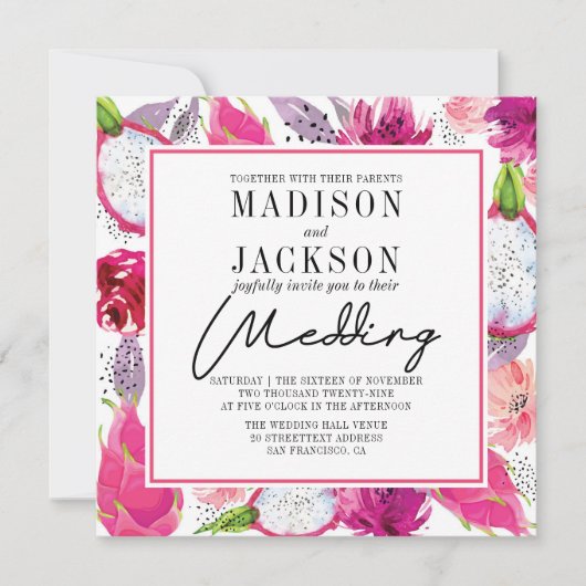 Faire-part de mariage d'été de Pitaya (Devant)