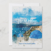 Faire-part de mariage d'été de Santorin Grèce (Devant)