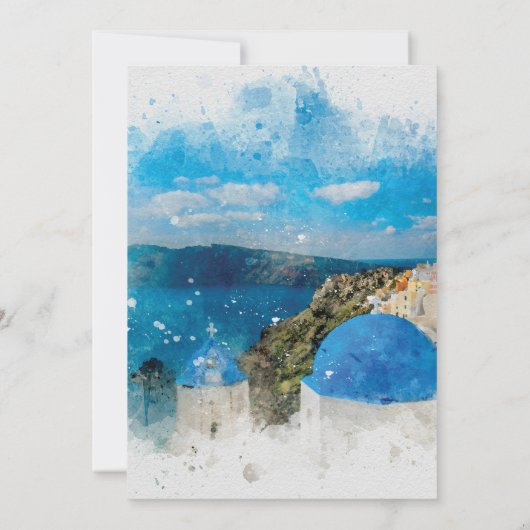 Faire-part de mariage d'été de Santorin Grèce (Dos)