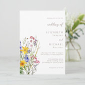 Faire-part de mariage d'été fleur sauvage aquarell (Debout devant)