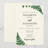 Faire-part de mariage d'été. Invitation de fougère (Devant / Derrière)