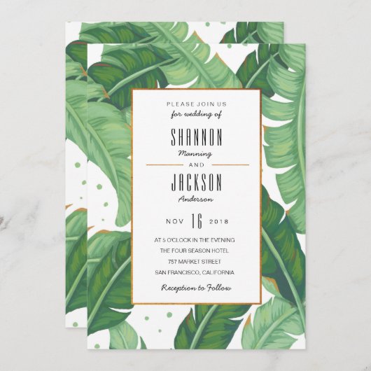 Faire-part de mariage d'été tropical (Devant / Derrière)