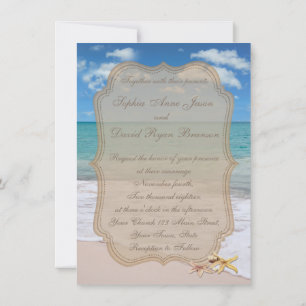 Faire-part de mariage d'étoiles de plage romantiqu