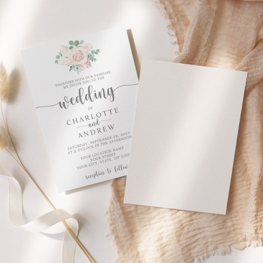 Faire-part de mariage d'Eucalyptus rose pâle