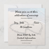 Faire-part de mariage Deux cœurs dans le sable de (Dos)