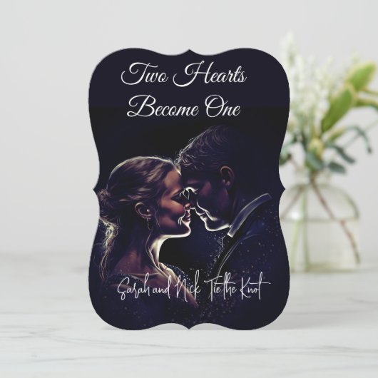 Faire-part de mariage Deux Coeurs Deviennent Un (Debout devant)