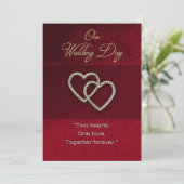 Faire-part de mariage - Deux Coeurs sont un - roug (Debout devant)