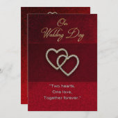 Faire-part de mariage - Deux Coeurs sont un - roug (Devant / Derrière)