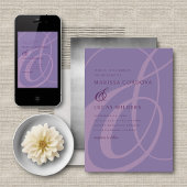 Faire-part de mariage d'habitand violet de script