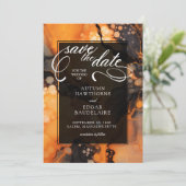 Faire-part de mariage d'Halloween noir orange (Debout devant)