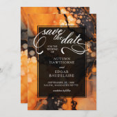 Faire-part de mariage d'Halloween noir orange (Devant / Derrière)