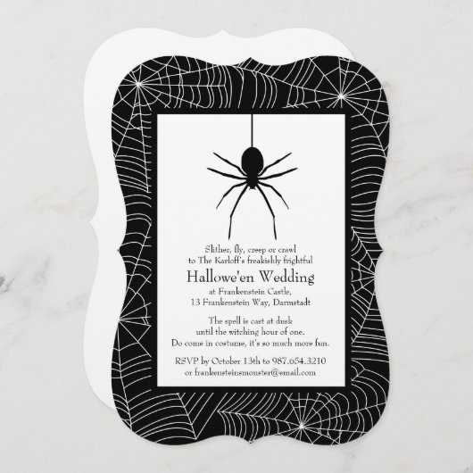Faire-part de mariage d'Halloween Spiderweb (Devant / Derrière)