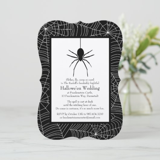 Faire-part de mariage d'Halloween Spiderweb (Debout devant)