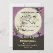 Faire-part de mariage d'Halloween violet avec lune (Devant)