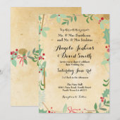 Faire-part de mariage d'hiver en papier de houx po (Devant / Derrière)