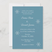 Faire-part de mariage d'hiver flocon de neige bleu (Devant)