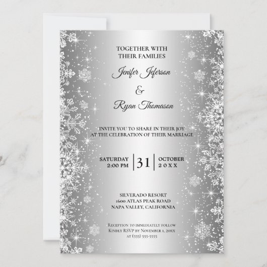 Faire-part de mariage d'hiver mignon (Devant)