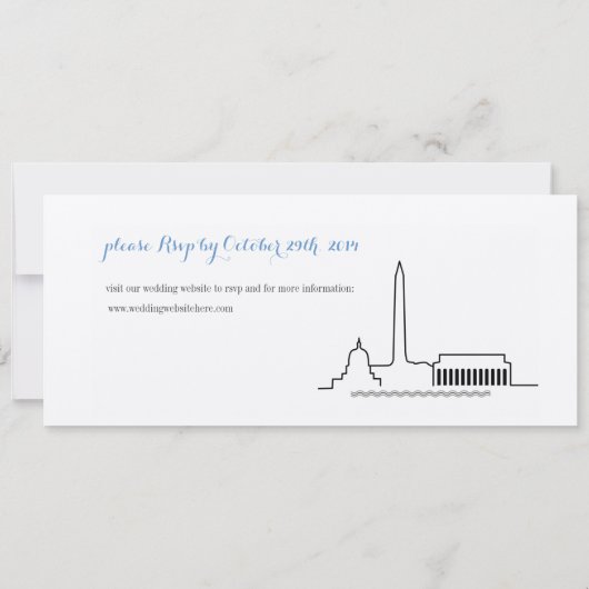 Faire-part de mariage d'horizon de Washington DC (Dos)