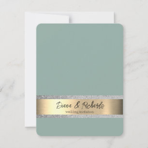 Faire-part de mariage d'huile d'or bleu Eucalyptus