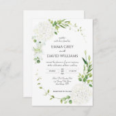 Faire-part de mariage d'hydrangée blanche rustique (Devant / Derrière)