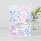 faire-part de mariage d'hydrangée rose et bleu (Debout devant)