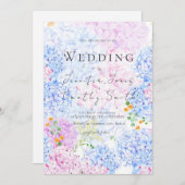 faire-part de mariage d'hydrangée rose et bleu (Devant / Derrière)