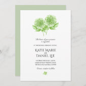 Faire-part de mariage d'hydrangée verte avec envel (Devant / Derrière)