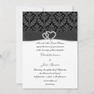 faire-part de mariage diamant damé au charbon
