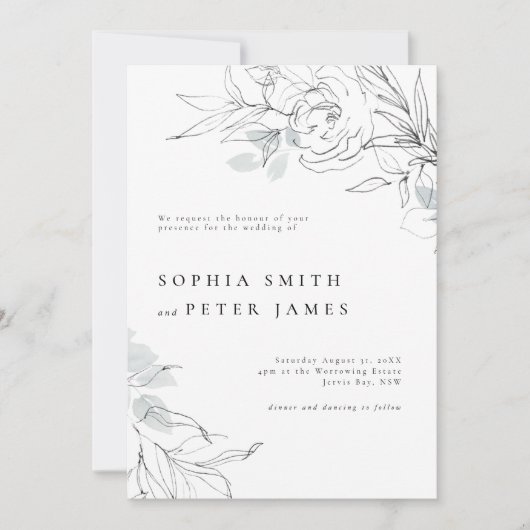 Faire-part de mariage d'illustration botanique flo (Devant)