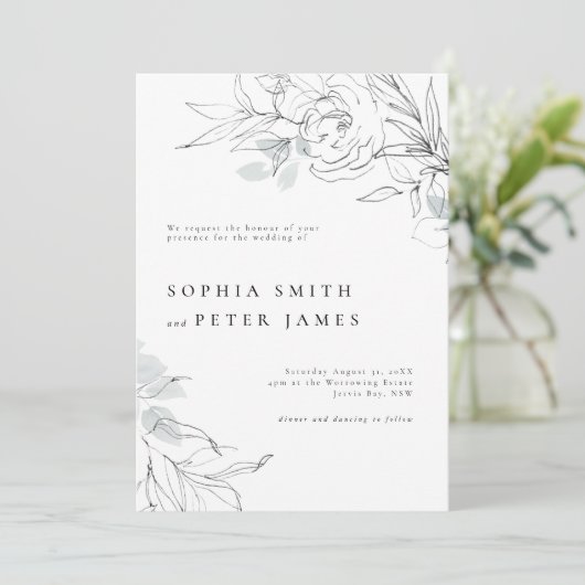 Faire-part de mariage d'illustration botanique flo (Debout devant)