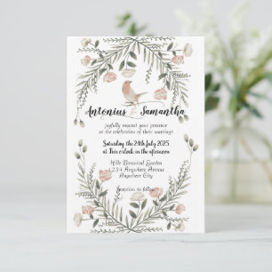 Faire-part de mariage d'illustration de fleurs et