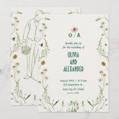 Faire-part de mariage d'illustration de l'aquarell (Devant / Derrière)