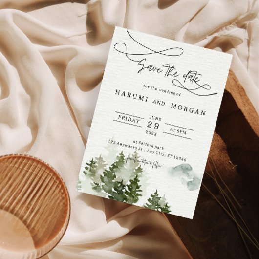 Faire-part de mariage d'illustration de l'aquarell