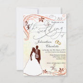 Faire-part de mariage d'illustration de mariée (Devant)