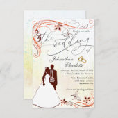 Faire-part de mariage d'illustration de mariée (Devant / Derrière)