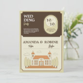 Faire-part de mariage d'illustration du bâtiment v (Debout devant)