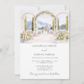 Faire-part de mariage d'illustration du lieu aquar (Devant)