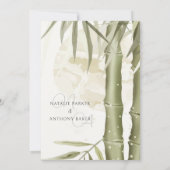 Faire-part de mariage d'illustration en bambou aqu (Dos)