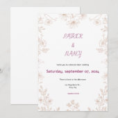 Faire-part de mariage d'illustration florale simpl (Devant / Derrière)