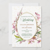 Faire-part de mariage d'image or ovale en fleurs r (Devant)