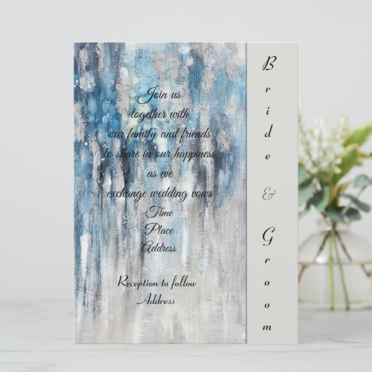 Faire-part de mariage d'impression bleue (Debout devant)