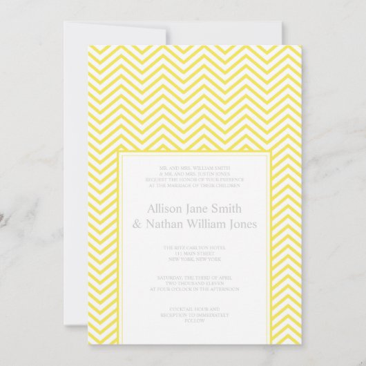Faire-part de mariage d'impression Chevron jaune (Devant)