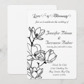 Faire-part de mariage d'impression florale noire (Devant / Derrière)