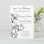 Faire-part de mariage d'impression florale noire (Debout devant)