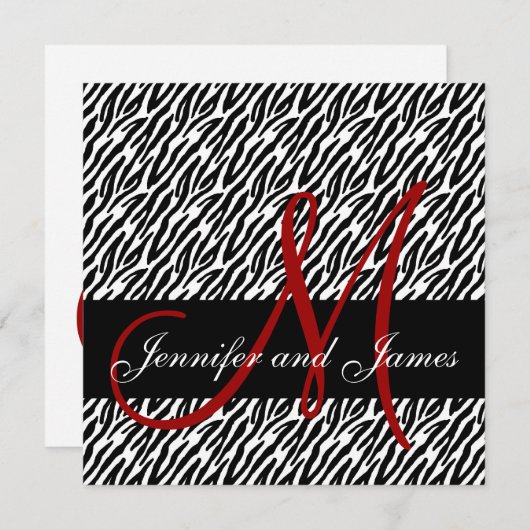 Faire-part de mariage d'impression Red Monogramme  (Devant / Derrière)