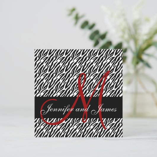 Faire-part de mariage d'impression Red Monogramme  (Debout devant)