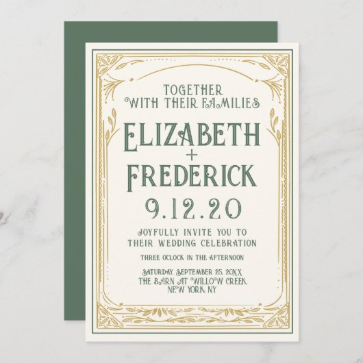 Faire-part de mariage d'impression vintage (Devant / Derrière)