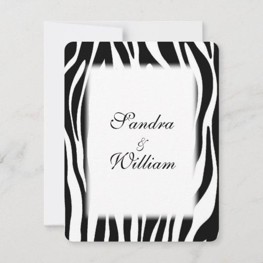 Faire-part de mariage d'impression Zebra (Dos)