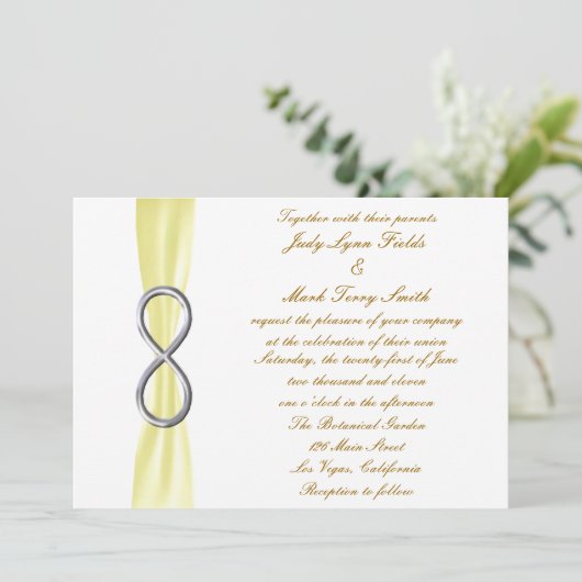 Faire-part de mariage d'infini d'argent jaune (Debout devant)